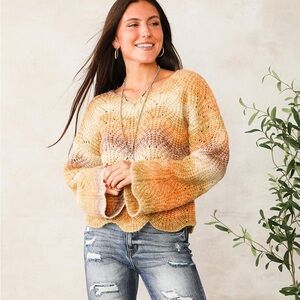 Ombre Scalloped Sweater